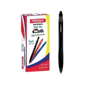 Bolígrafo Offi Esco Semi-Gel retractil x 12 unidades punta fina.